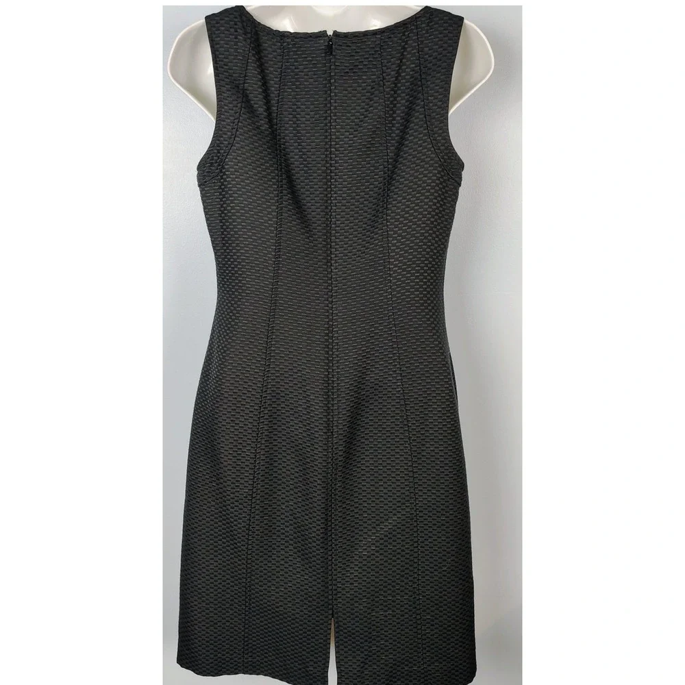 Talbots Petites Black Cotton Silk Blend Textured Sheath Dress 4P Sleeveless